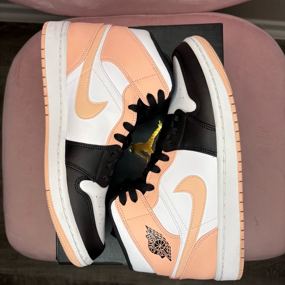 Jordan High-Top Sneakers - Black, White, and Peach - Picture 6 of 7
